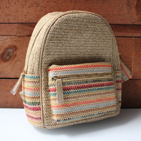 Like Dreams Bohemian Straw Backpack Woven Beach Bag Lightweight Summer Rucksack - Picture 6 of 7